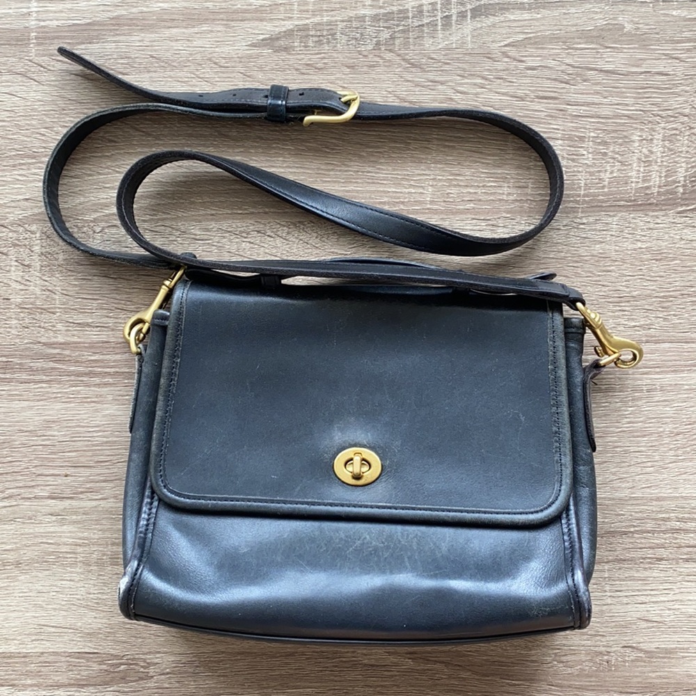 Vintage Black Coach Court Purse